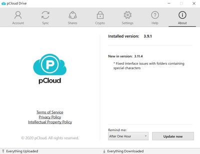 pCloud桌面版本的介面