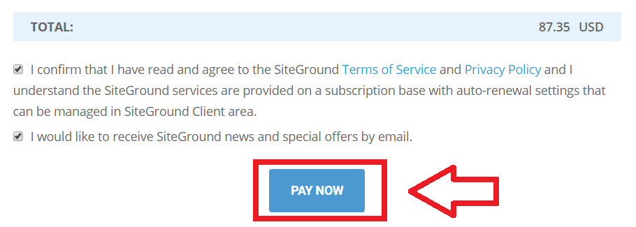 siteground確認條約並購買