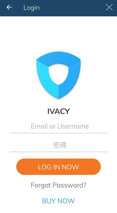 登入手機版的Ivacy VPN